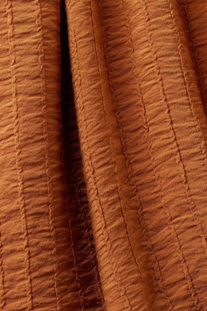 Tekstureret minikjole med flæser, CARAMEL, detail image number 5