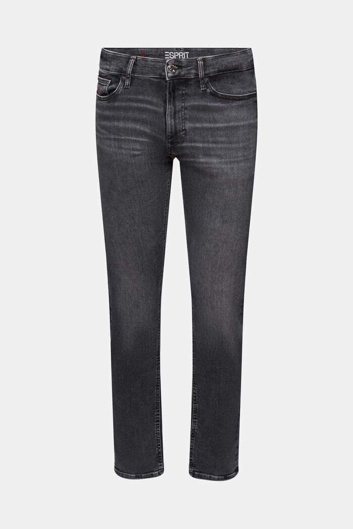 Slim fit-jeans med mellemhøj talje, BLACK DARK WASHED, detail image number 7