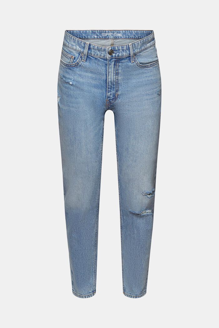 Regular tapered jeans med mellemhøj talje, BLUE LIGHT WASHED, detail image number 6