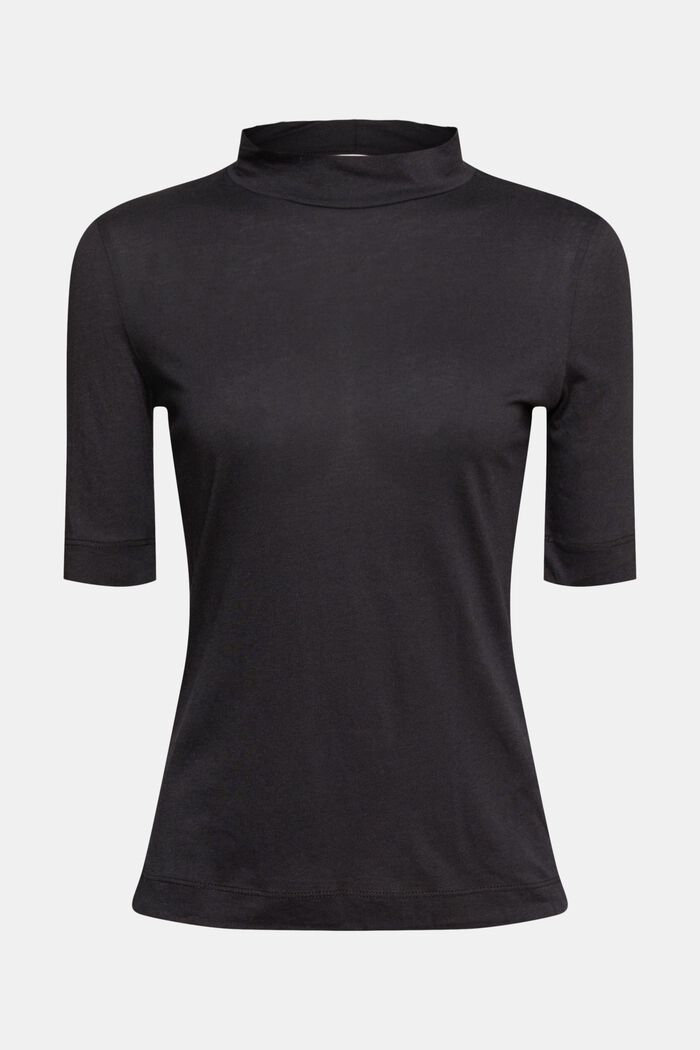 Med TENCEL™: T-shirt med høj krave, BLACK, detail image number 7