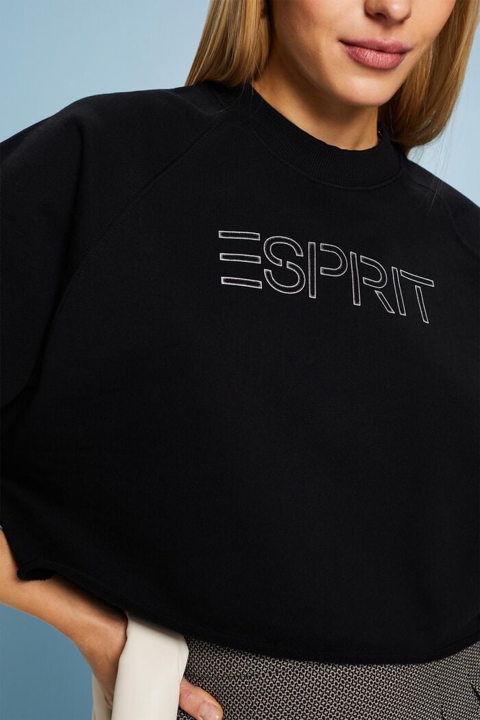 Cropped sweatshirt med logo, BLACK, detail image number 2
