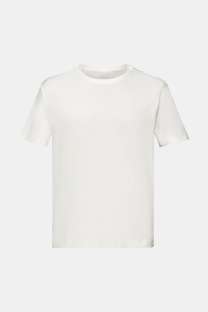 T-shirt i bomuld og hør, OFF WHITE, detail image number 5