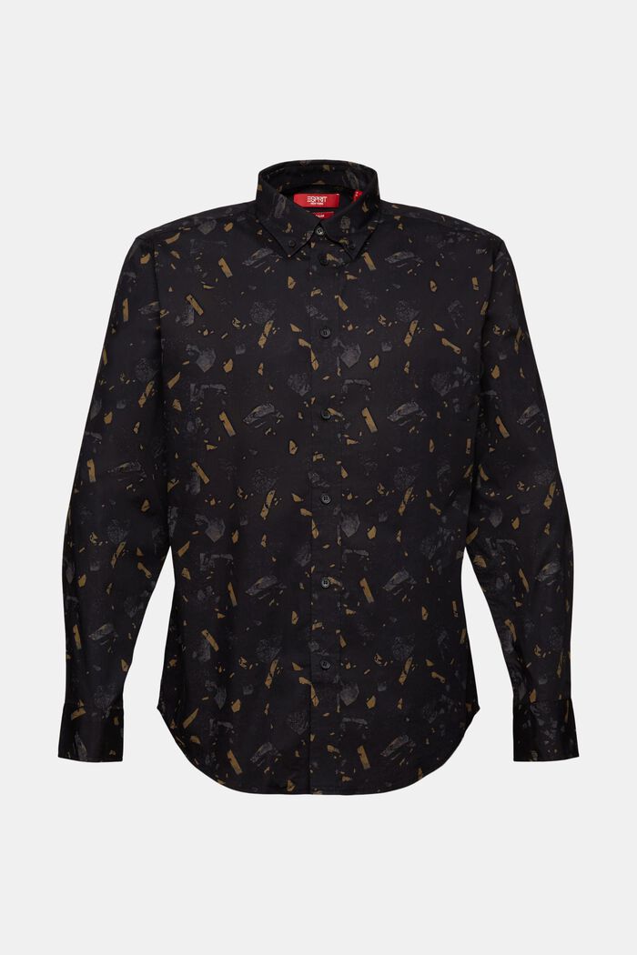 Mønstret bomuldsskjorte, BLACK, detail image number 6