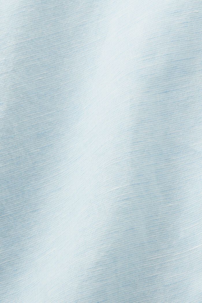 Skjortebluse i bomuld og hør, LIGHT TURQUOISE, detail image number 5