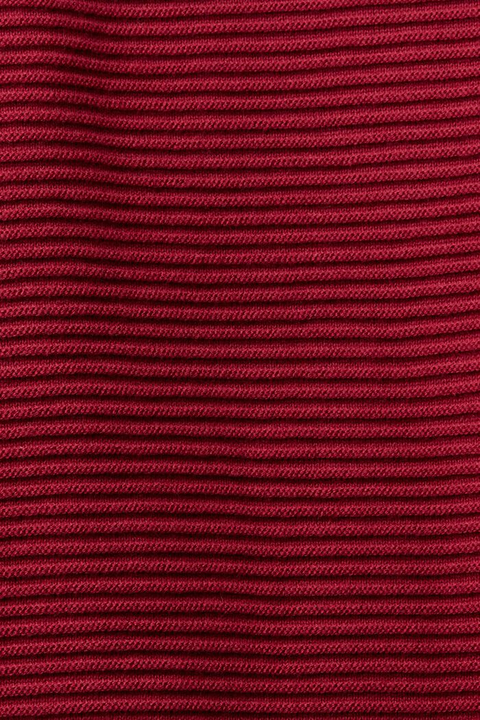 Tekstureret pullover med høj hals og snor, CHERRY RED, detail image number 5