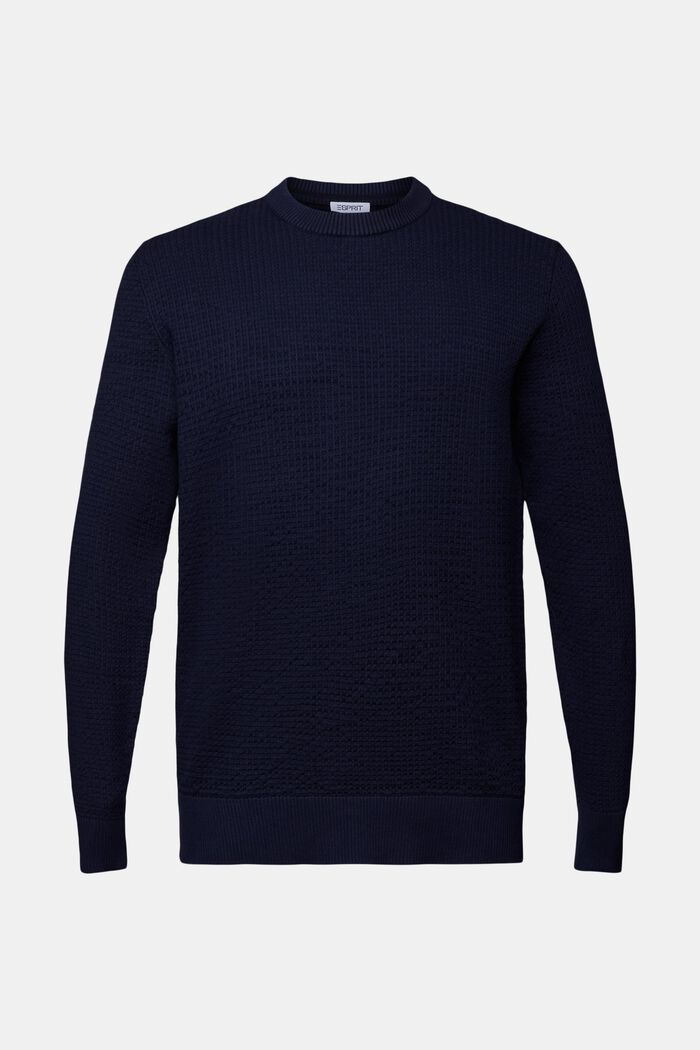Sweater med struktur og rund hals, NAVY BLUE, detail image number 6