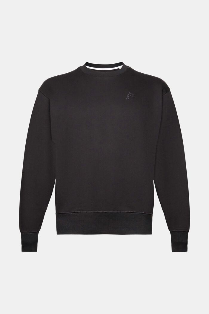 Sweatshirt med lille delfinprint, BLACK, detail image number 5