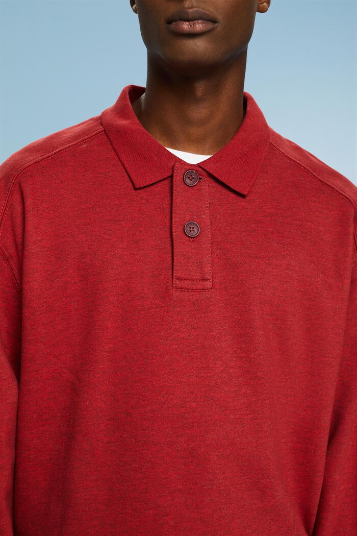 Polo sweatshirt med lange ærmer, DARK RED, detail image number 3