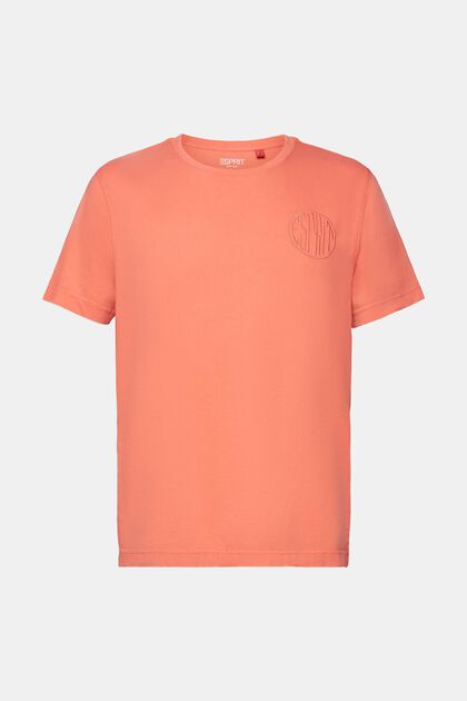 T-shirt med syet logo, 100 % bomuld