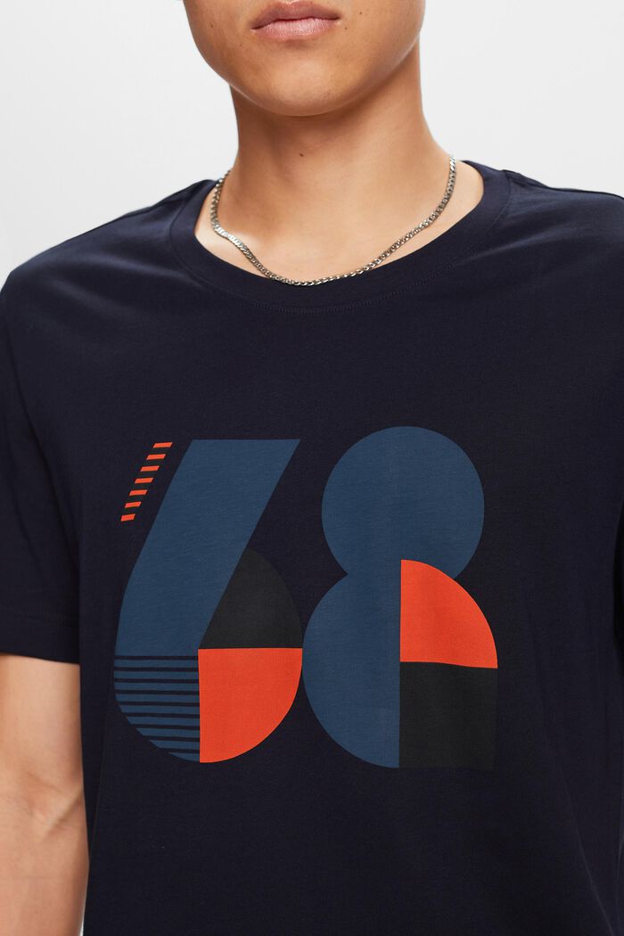 Jersey-T-shirt med print, 100 % bomuld, NAVY, detail image number 1