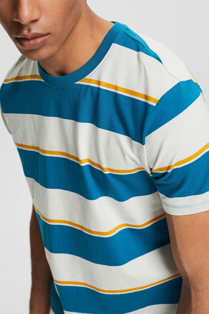Jersey-T-shirt med striber, TEAL BLUE, overview