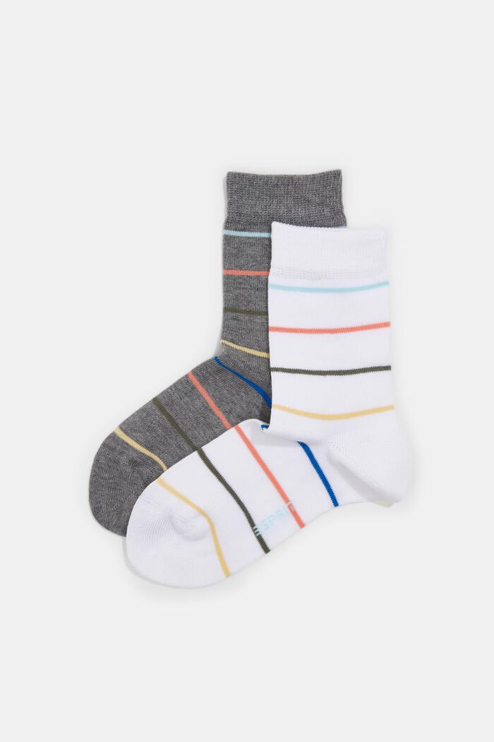 Pakke m. 2 par sokker af bomuldsblanding, WHITE/GREY, overview