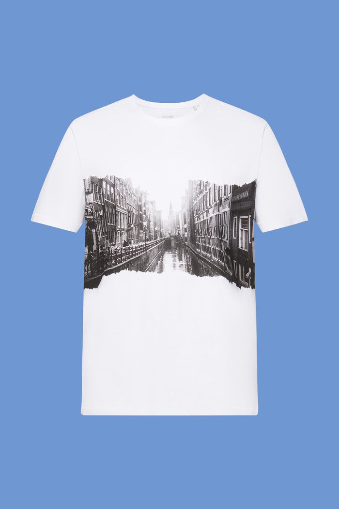 T-shirt med rund hals og print, 100 % bomuld, WHITE, detail image number 6