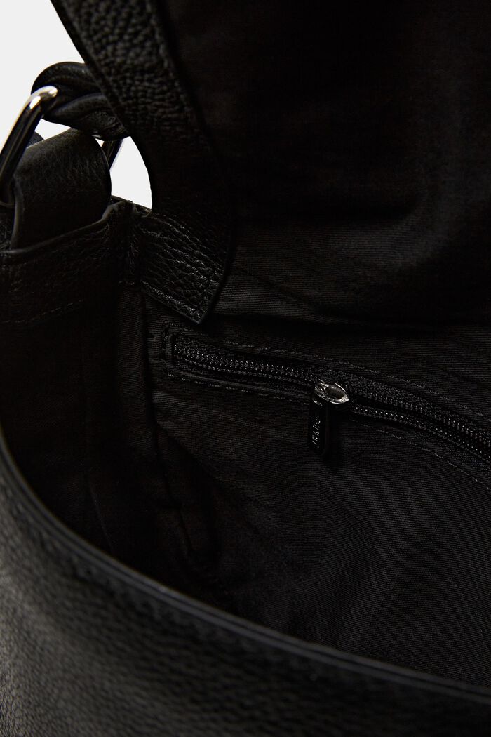 Saddle-taske i læder med dekorative remme, BLACK, detail image number 3