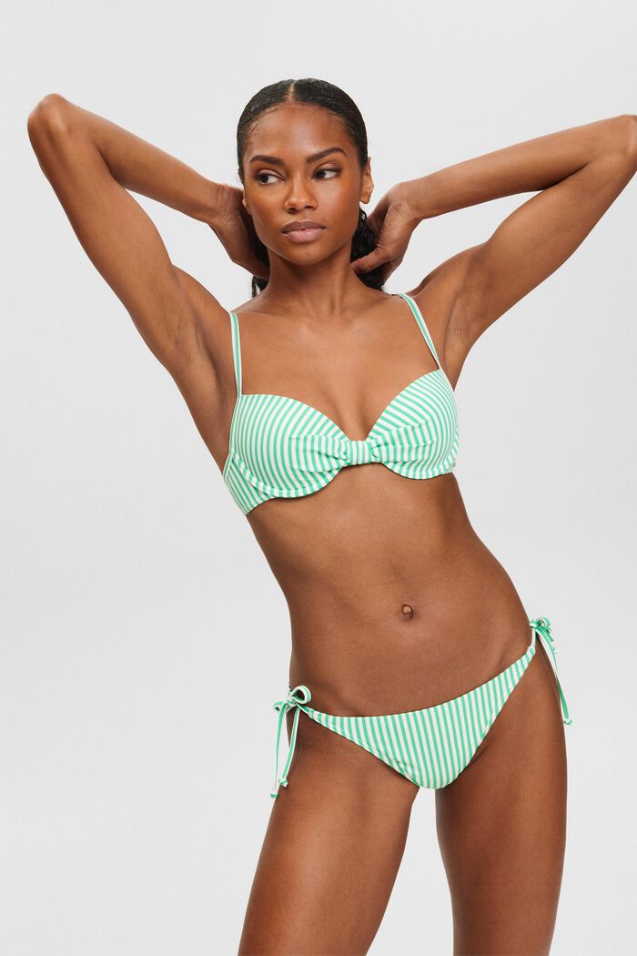 Stribet bikinitop med polstring, GREEN, detail image number 4