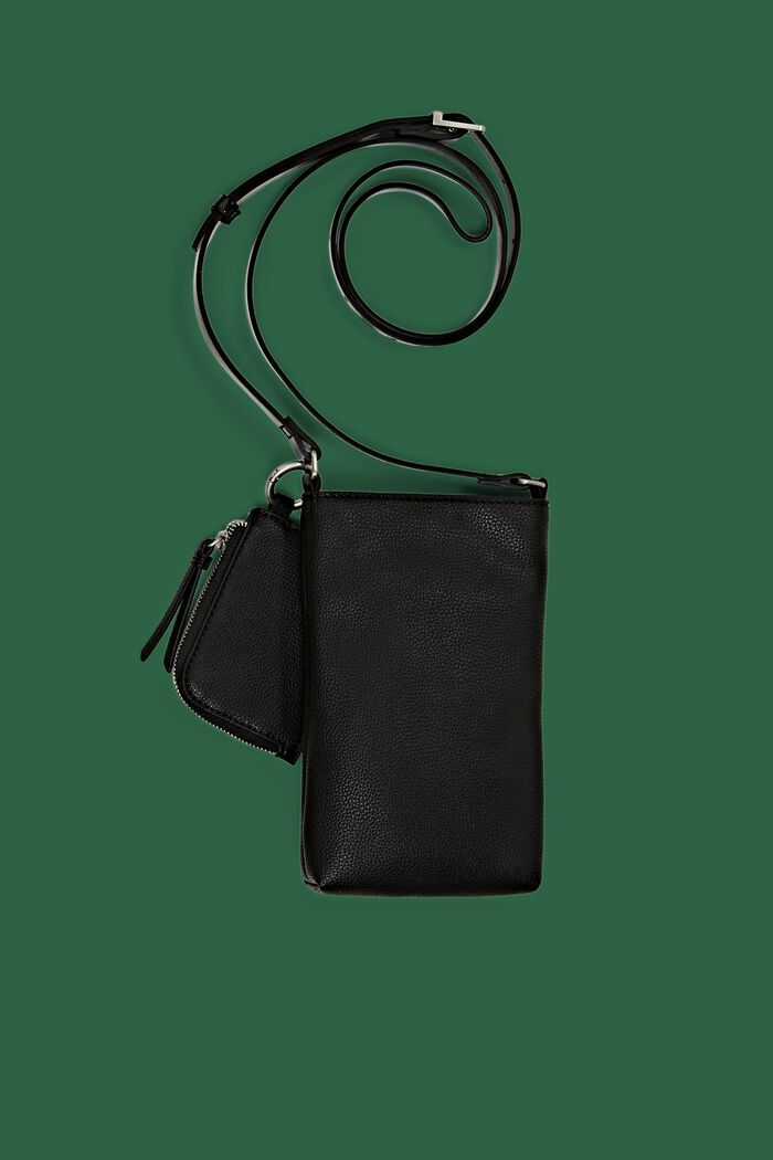 Crossbody-mobiltaske i kunstlæder, BLACK, detail image number 0
