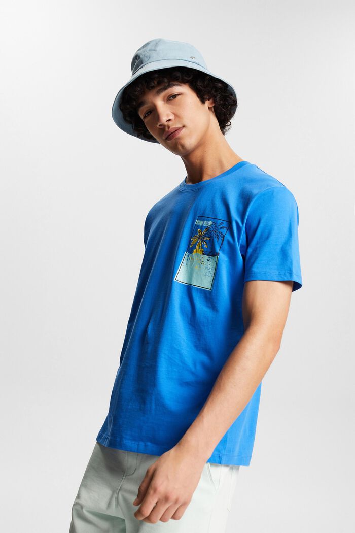 Jersey-T-shirt med print, BRIGHT BLUE, detail image number 4