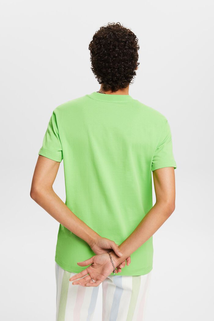 Bomulds-T-shirt med rund hals og logo, CITRUS GREEN, detail image number 2