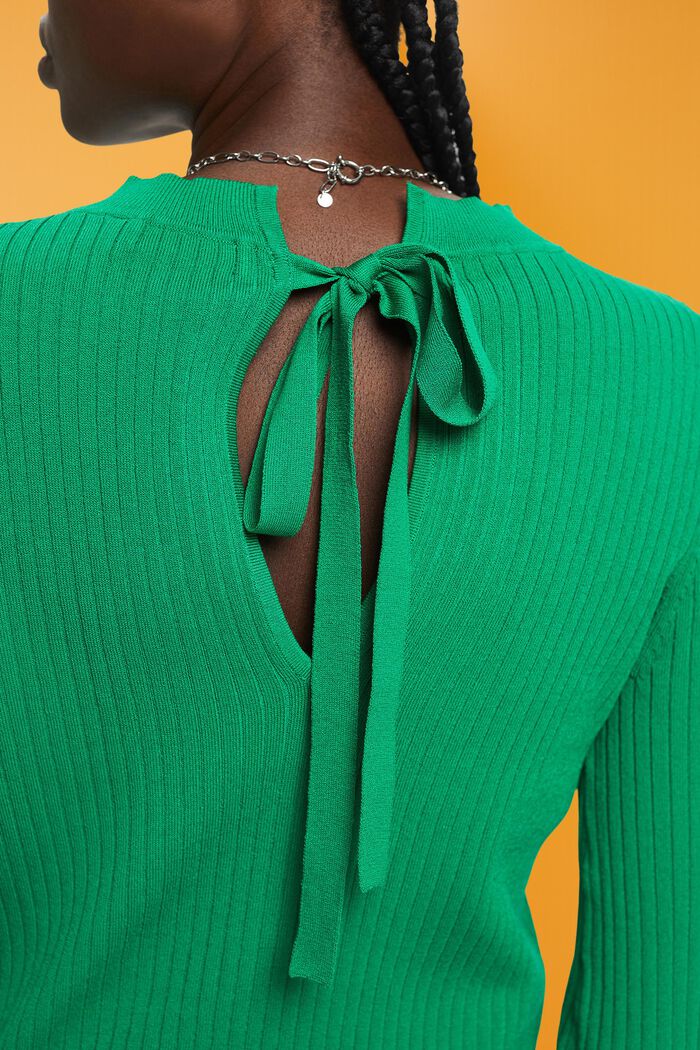 Pullover med rund hals og farveblok, EMERALD GREEN, detail image number 2