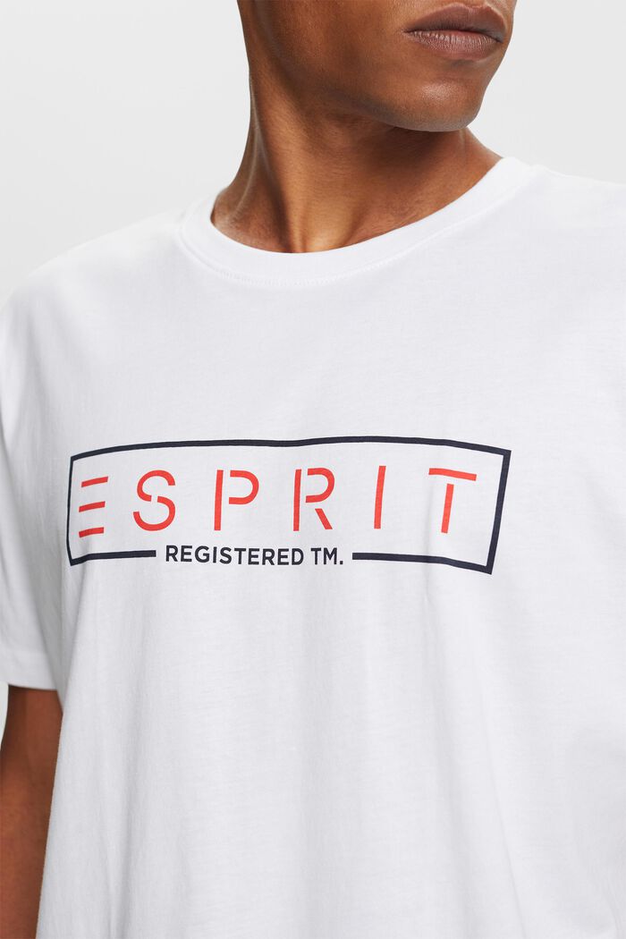 Jersey-T-shirt med logo, 100% bomuld, WHITE, detail image number 2