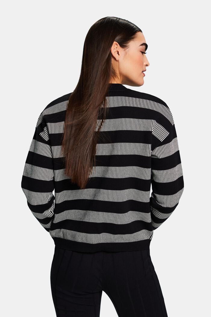 Sweater med jacquard-striber og rund hals, BLACK, detail image number 2