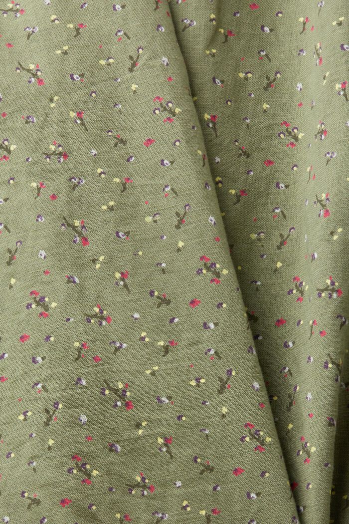 Ærmeløs bluse i hørmiks med blomsterprint, LIGHT KHAKI, detail image number 4