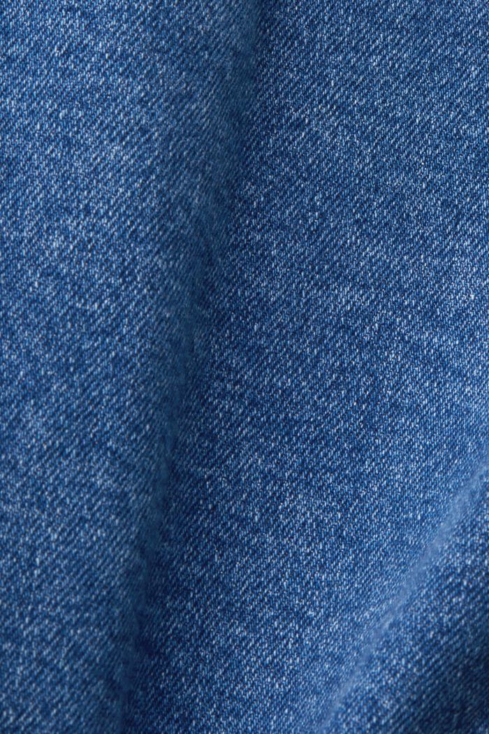 Cropped denimjakke med flossede kanter, BLUE DARK WASHED, detail image number 5