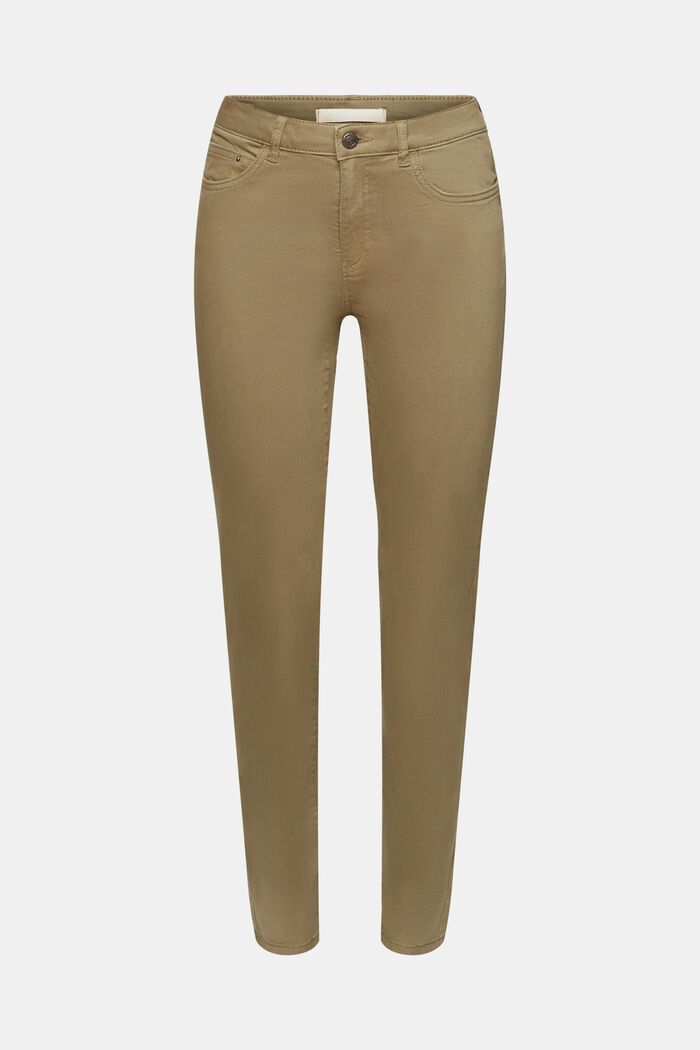 Skinny fit-bukser med mellemhøj talje, KHAKI GREEN, detail image number 7