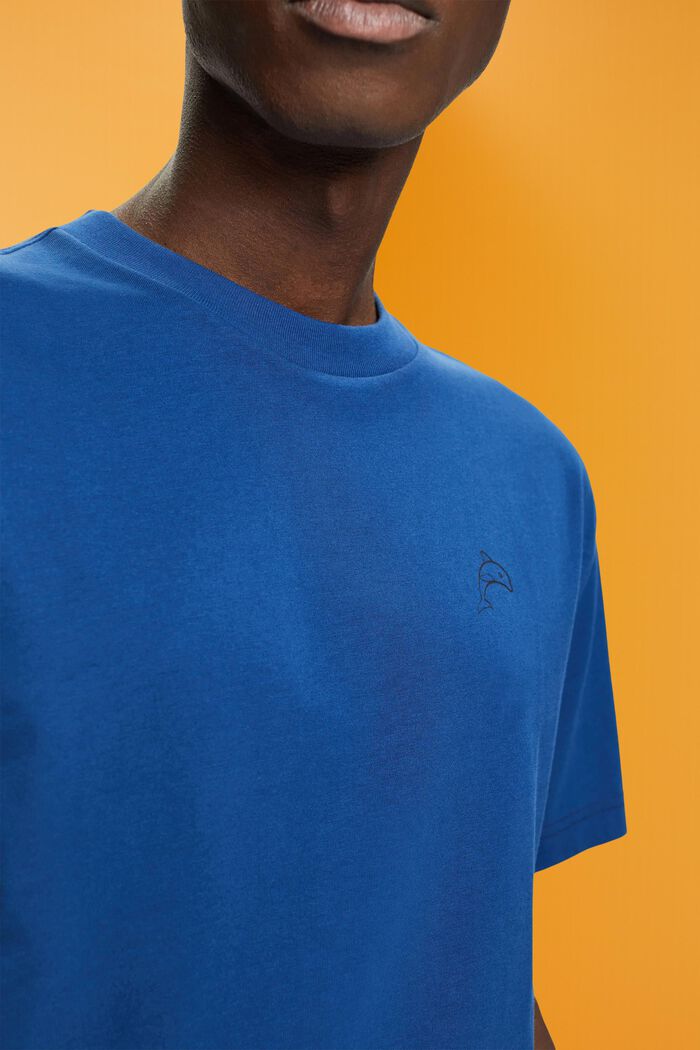 T-shirt i bomuld med delfinprint, BRIGHT BLUE, detail image number 2