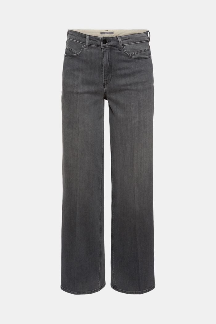 Lige stretch-jeans af økologisk bomuld, GREY DARK WASHED, overview