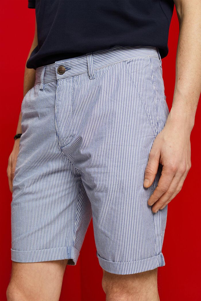 Stribede chino-shorts, 100 % bomuld, BLUE, detail image number 2