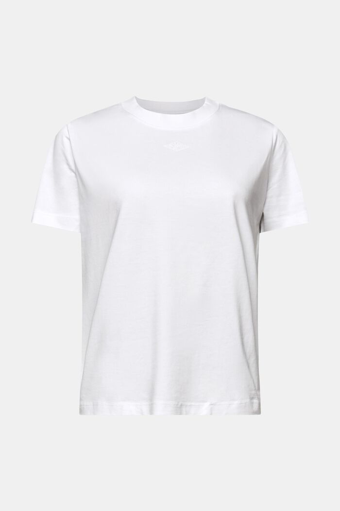 T-shirt i pimabomuld med broderet logo, WHITE, detail image number 6