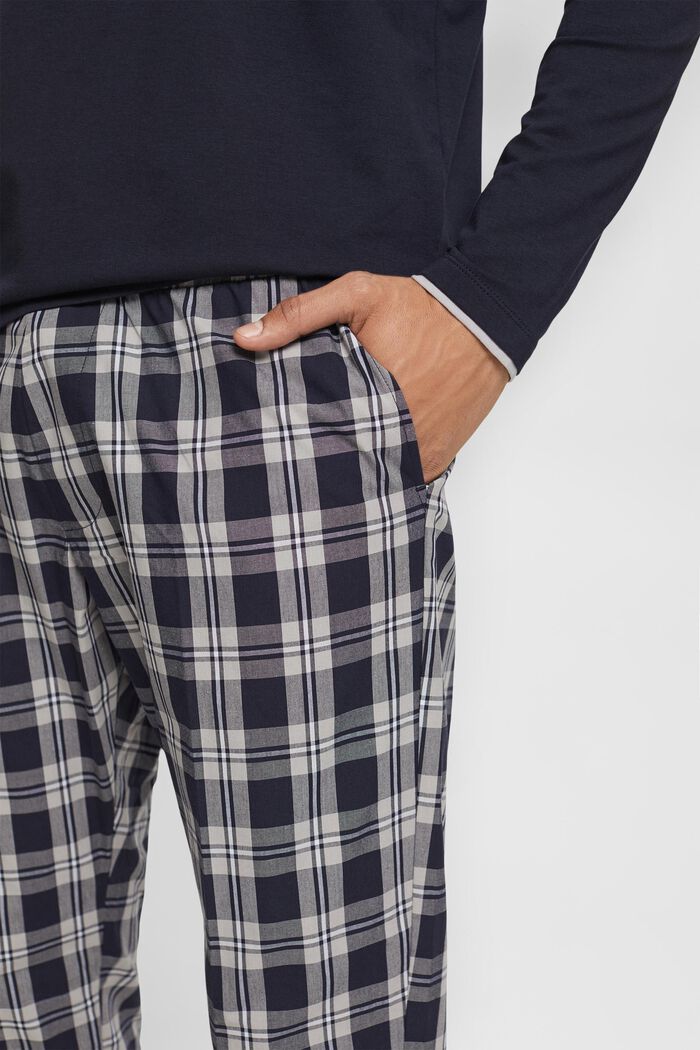 Pyjamas med ternede bukser, NAVY, detail image number 3