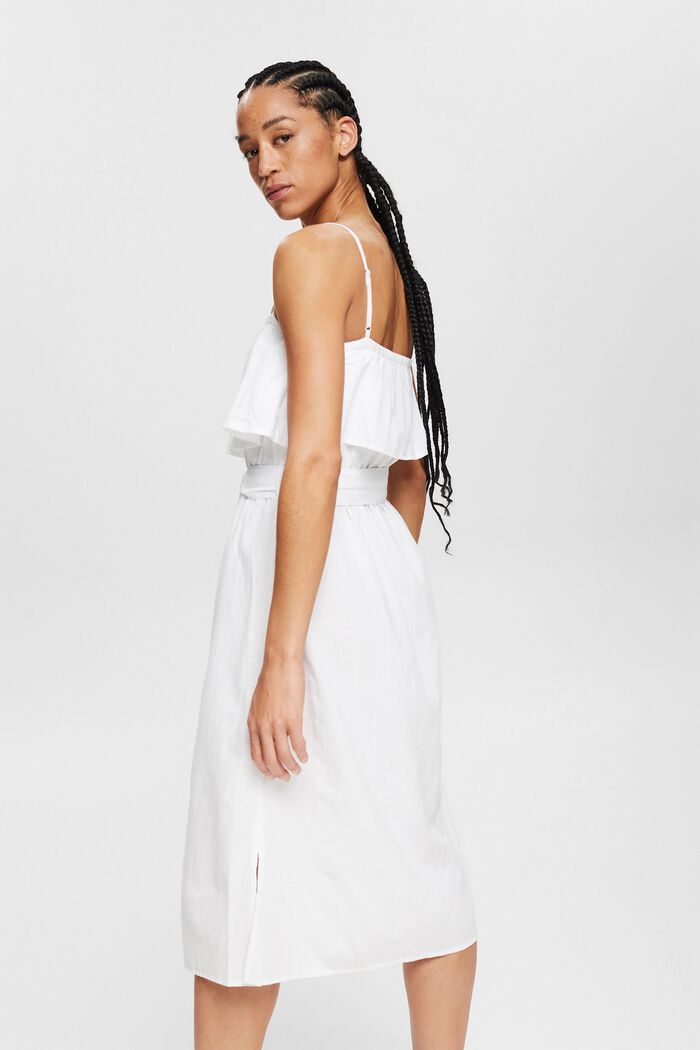 Med hør: kjole med regulerbare stropper, WHITE, detail image number 3
