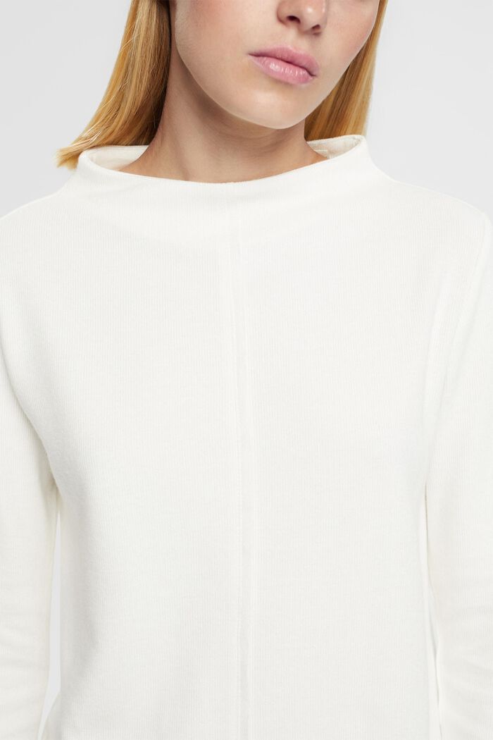 Sweatshirt med standkrave, bomuldsmiks, OFF WHITE, detail image number 0