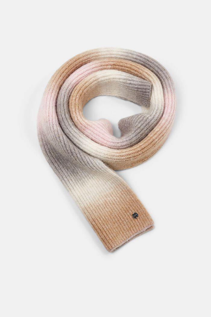 Multifarvet strikket tørklæde med uld, LIGHT PINK, detail image number 0