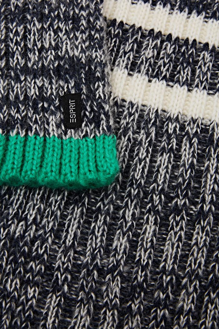 Stribet tørklæde i strik, NAVY, detail image number 1