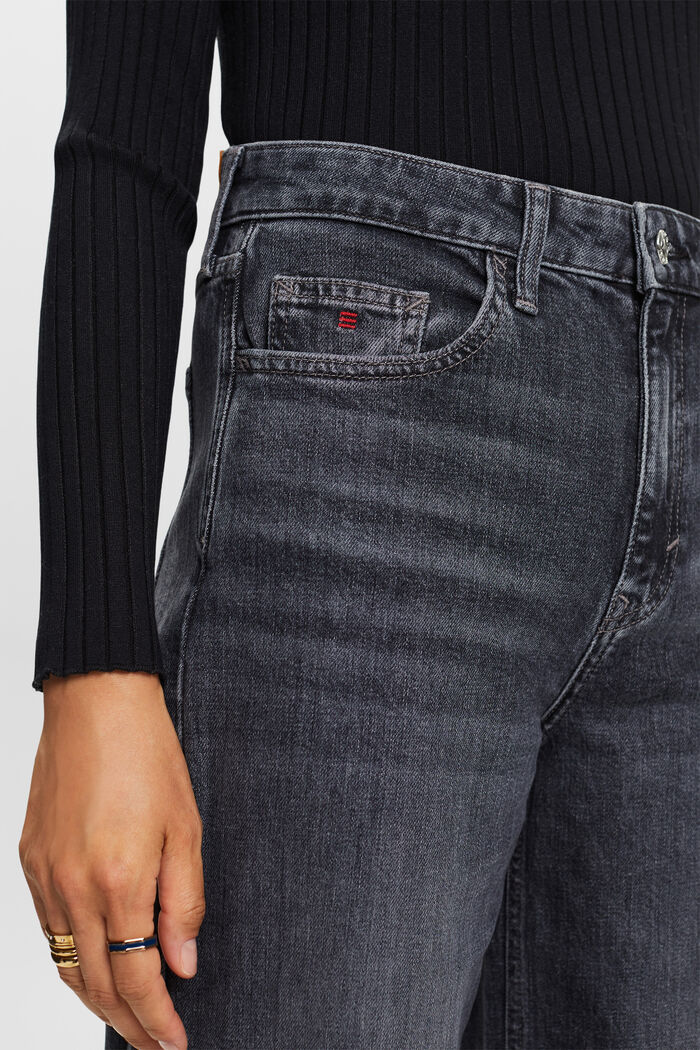 Jeans med høj talje og vide ben, BLACK MEDIUM WASHED, detail image number 2