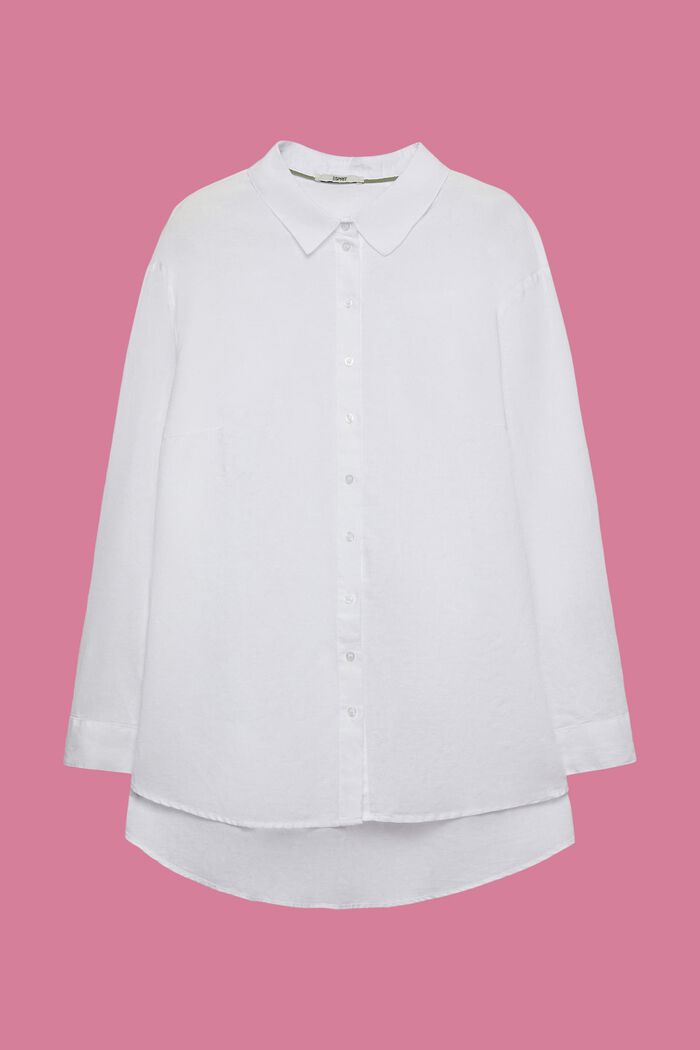 CURVY skjortebluse, hør-/bomuldsmiks, WHITE, detail image number 0