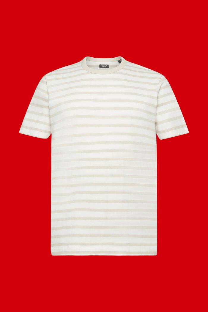 Stribet T-shirt i bæredygtig bomuld, LIGHT TAUPE, detail image number 6