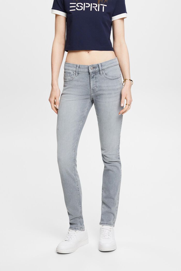 Slim jeans med mellemhøj talje, GREY LIGHT WASHED, detail image number 0