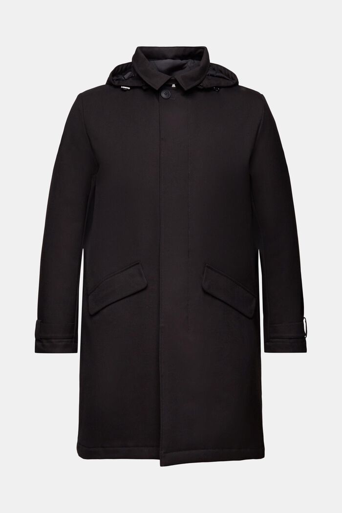 Genanvendt: Polstret cottoncoat m. aftagelig hætte, BLACK, detail image number 6