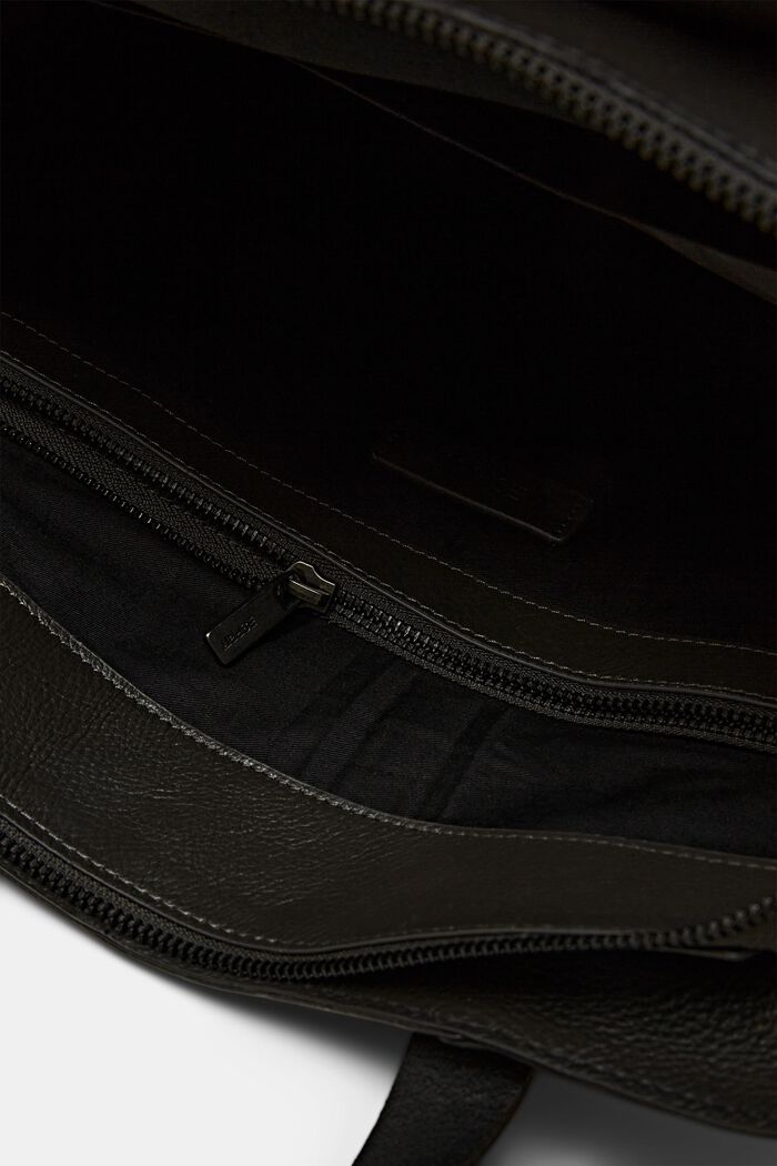 Tote bag i læder, BLACK, detail image number 3
