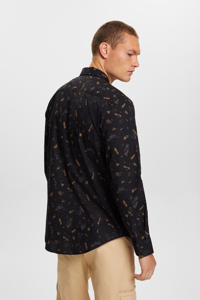 Mønstret bomuldsskjorte, BLACK, detail image number 4