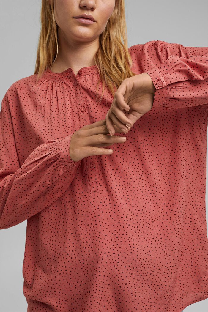 Henley-bluse med print ECOVERO™, CORAL, detail image number 2