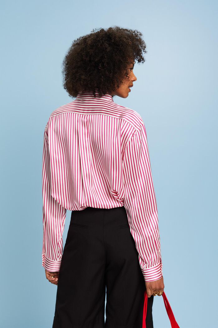 Stribet silkeskjorte, PINK FUCHSIA, detail image number 2