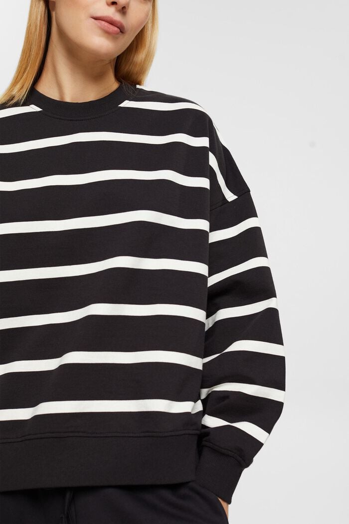 Sweatshirt med stribet mønster, BLACK, detail image number 0