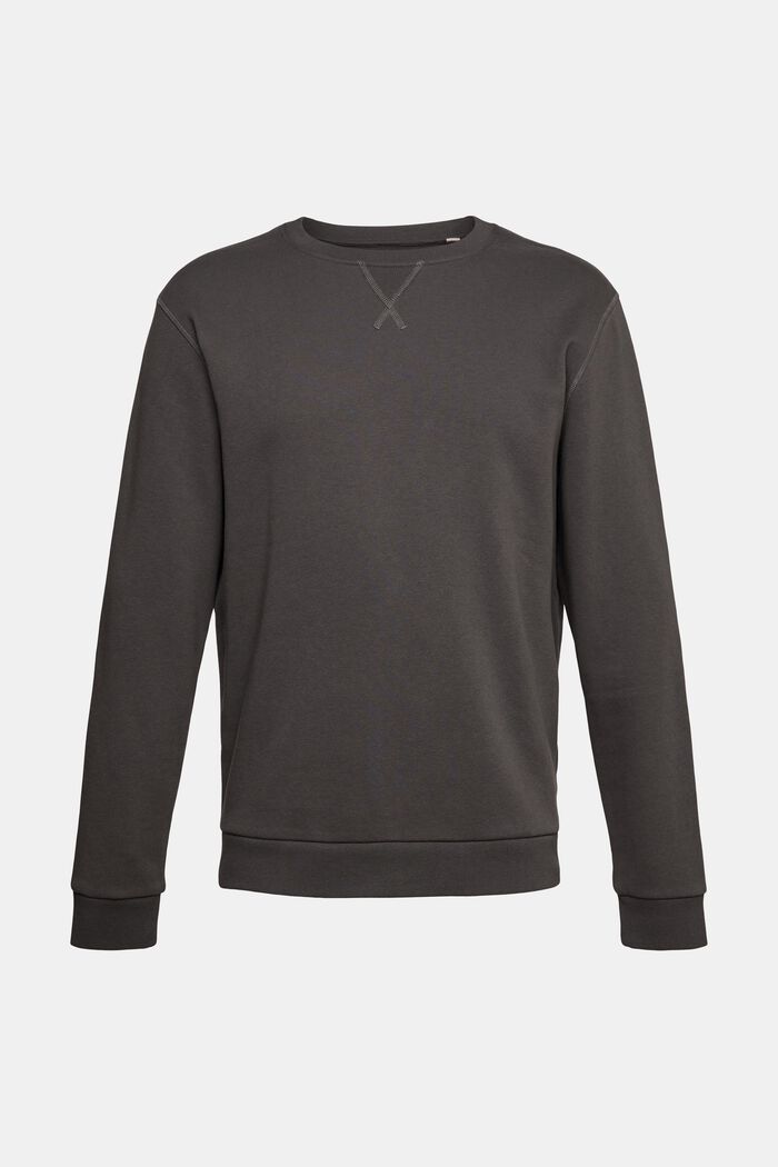 Ensfarvet sweatshirt i regular fit, DARK GREY, detail image number 6