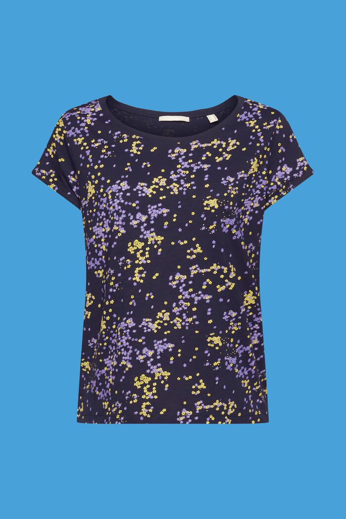 Bomulds-T-shirt med blomsterprint, NAVY, detail image number 5