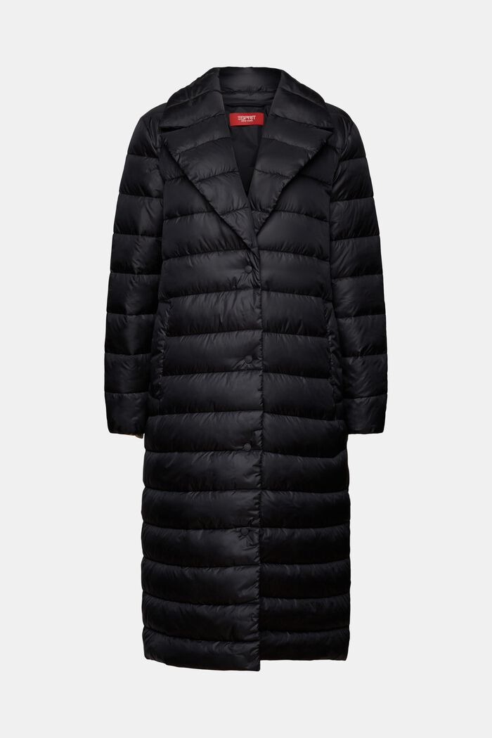 Genanvendt: Quiltet frakke med revers, BLACK, detail image number 6